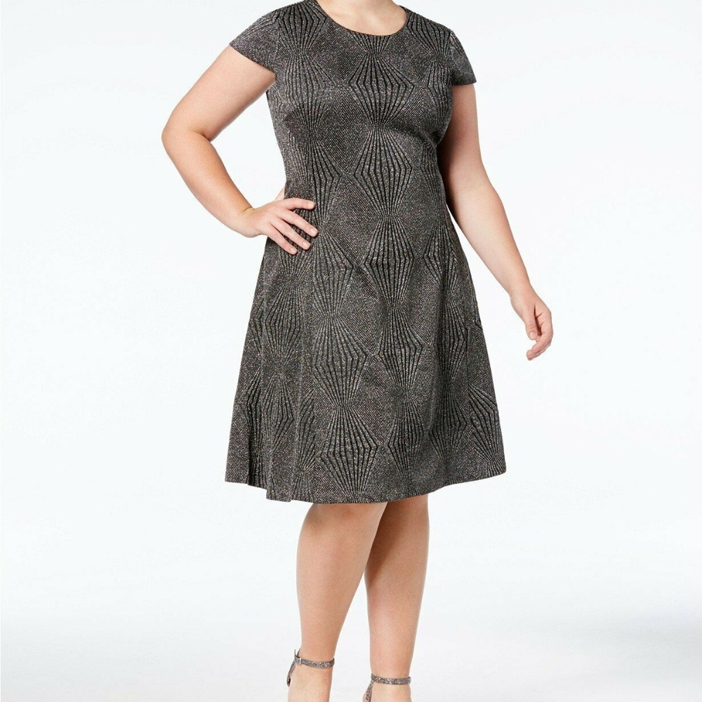 Very cute A-line dress, silver and black.